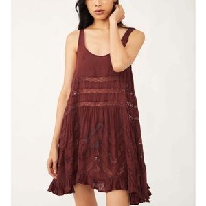 NWT Free People Voile and Lace Trapeze Slip I’m Coconut Husk